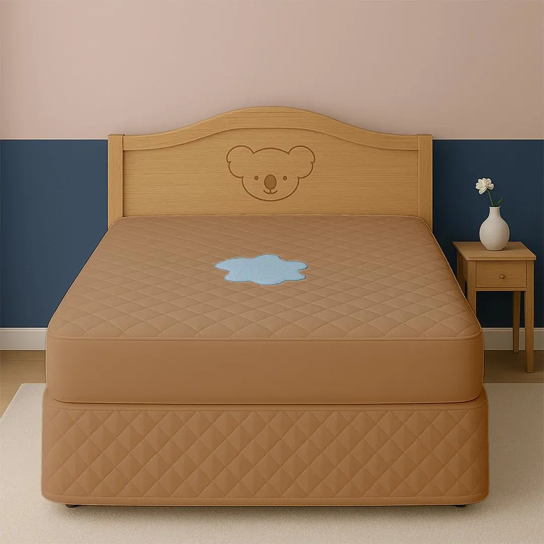 Capa Impermeável Protetor para Colchão Queen - 4 Camadas de Proteção - 100% Impermeável - Respirável e Não faz barulho (Bege, Queen) - 1