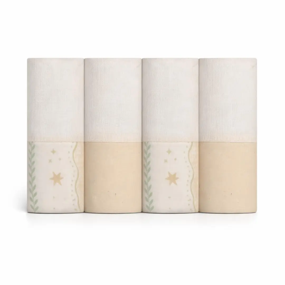 Paninho de Boca Papi Encantos 34 cm x 30 cm - Contém 4 Unidades, Estrelas e Folhas