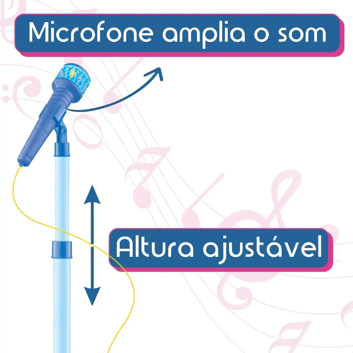 Guitarra E Microfone Infantil Instrumento Brinquedo Musical Cor Azul thumbnail 4
