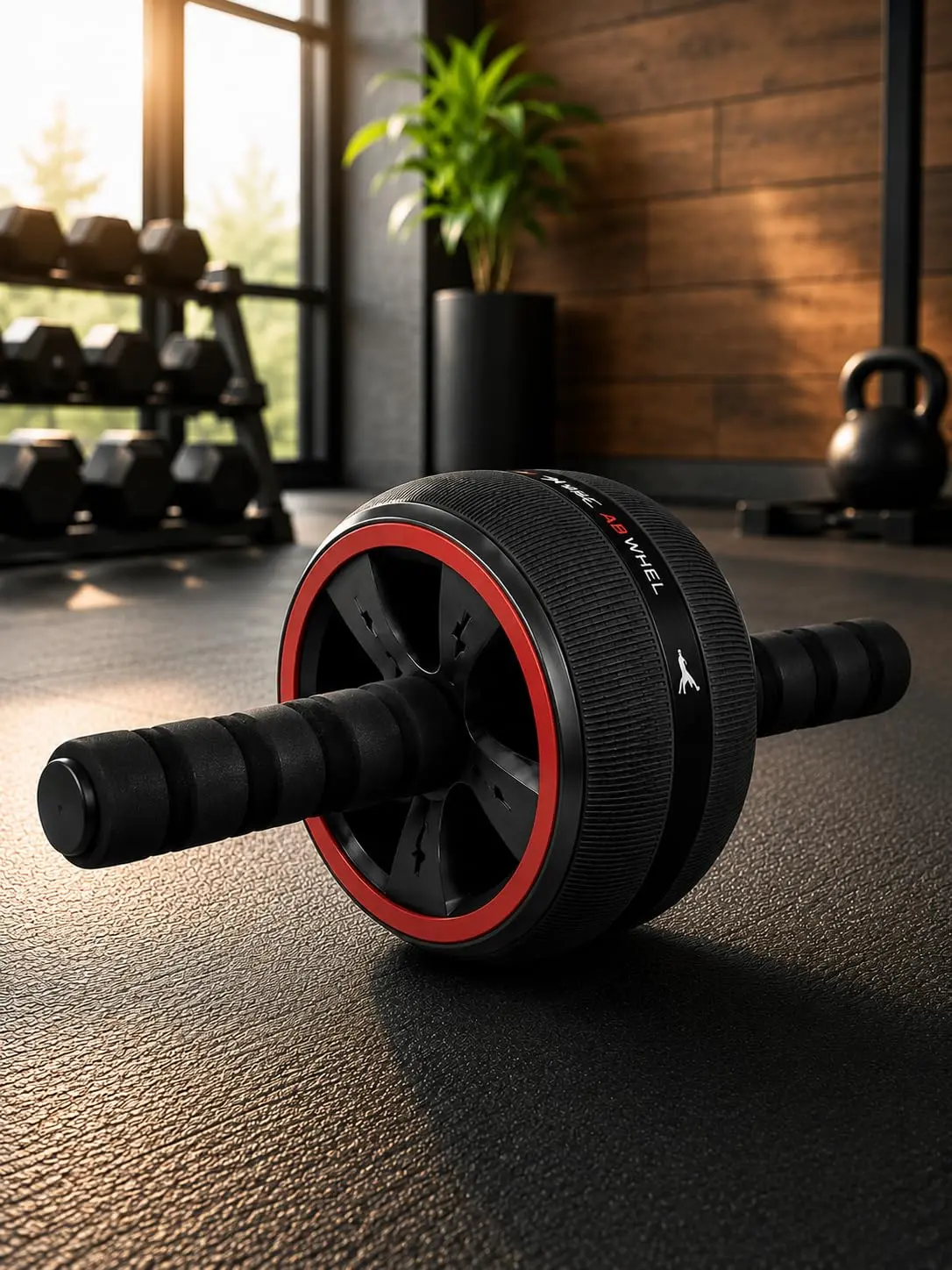 Roda Abdominal Dupla, AB Wheel, Antiderrapante, Rolo para Exercícios de Abdômen e Core, Treino Fitness em Casa ou Academia, Compacta e Resistente, Cores Sortidas