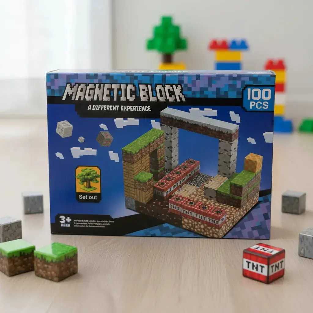 Kit 100 Peças Blocos Magnéticos Construção Minecraft Brinquedo Goufast