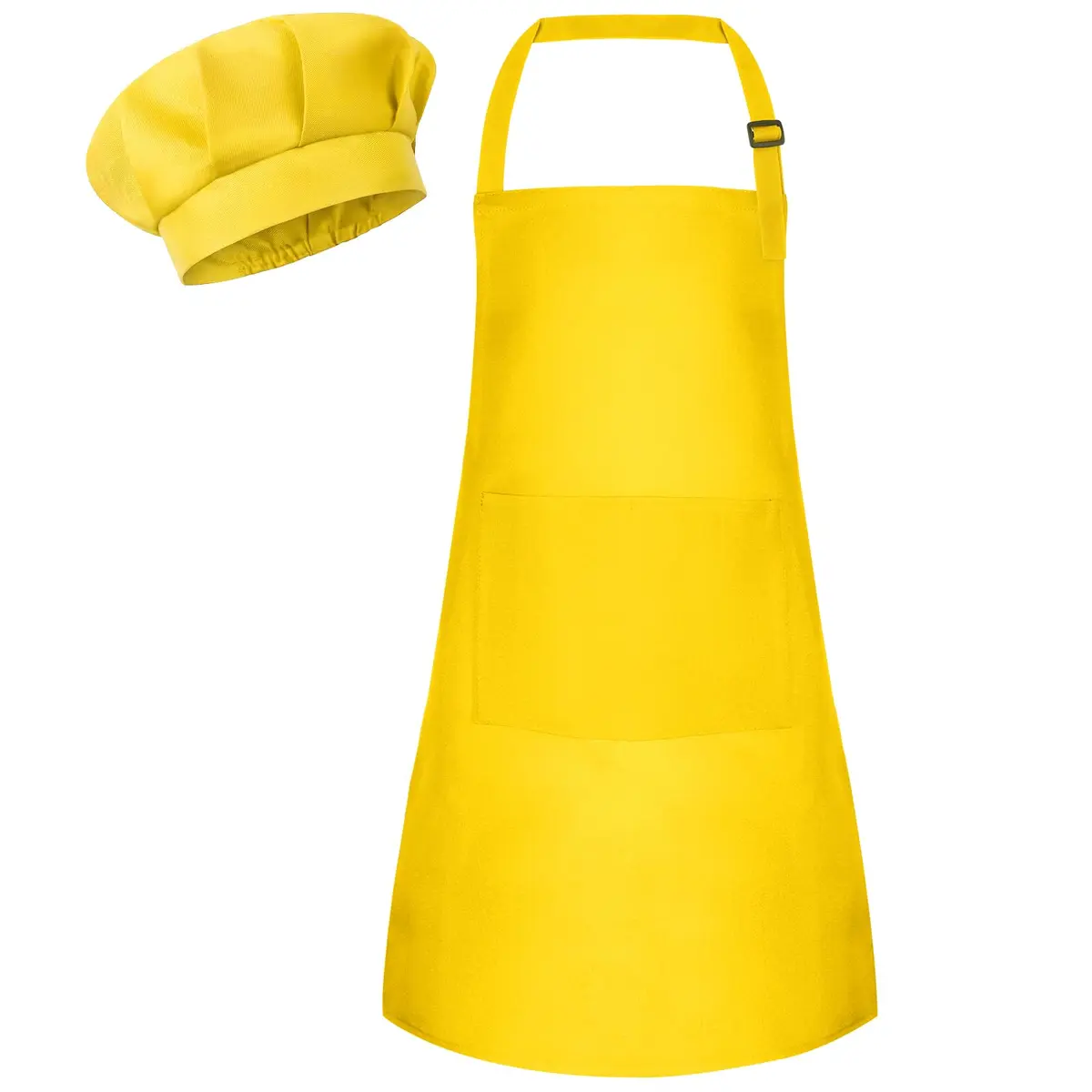 Bouiexye Conjunto de avental infantil e chapéu de chef, avental infantil ajustável com 2 bolsos, pintura de chef para cozinhar e assar - 1