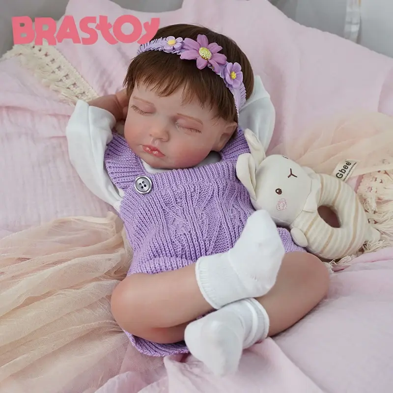 BRASTOY Boneca Bebê Reborn 48cm Menina Pintada Realista Corpo de Silicone Pode Tomar Banho,Envio do Brasil
