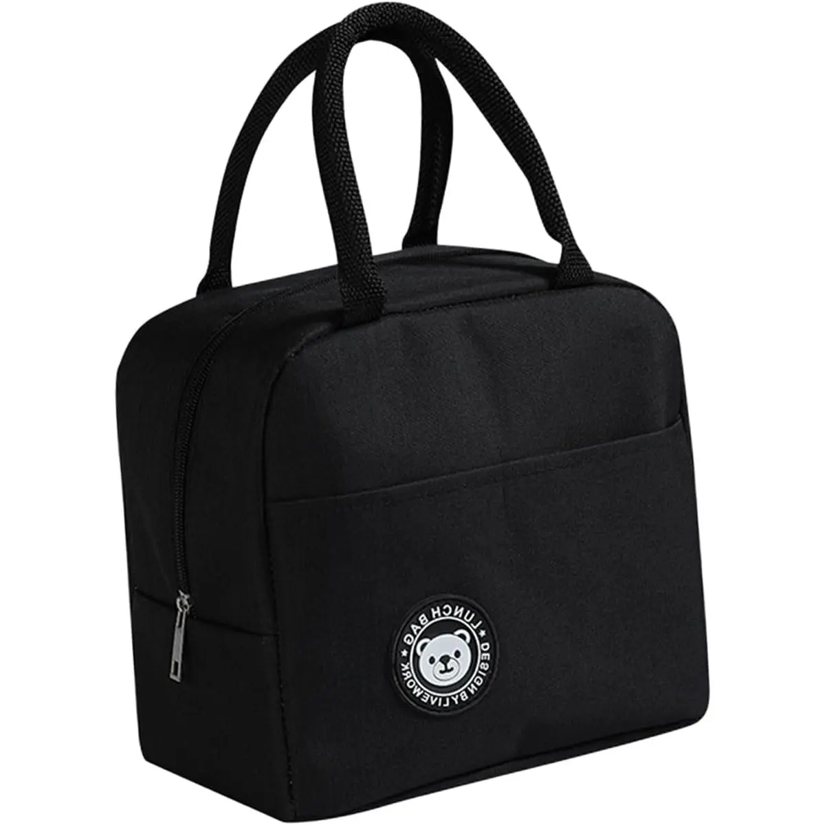 Bolsa Térmica Marmita Lancheira Sacola Em Poliéster Com Ziper De Segurança Impermeável 7 Litros Cinza, Preta, Rosa, Azul e Vermelha Trabalho Academia Escola Passeio PREMIUM SYANG (Preto) - 1