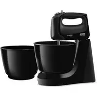 Batedeira Arno Mini Chef Portátil 400W com 2 Tigelas de 4 Litros 4 velocidades Função Pulsar Preta HM11