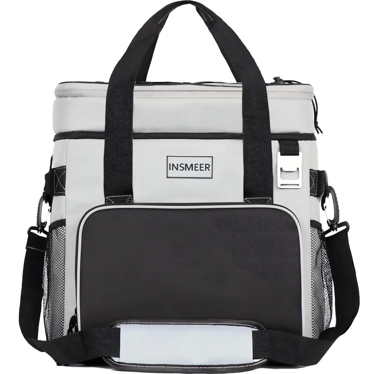 INSMEER Bolsa Térmica,Bolsa Cooler Dobrável Com Abridor De Bottel 100% À Prova De Vazamento, Cooler Isolada Para Acampamento Para Piquenique Na Praia, 40 Latas Grande, Cinza