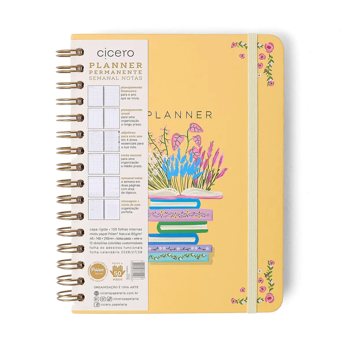 PLANNER PERMANENTE WIRE-O QUINTAL LITERÁRIO SEMANAL NOTAS A5 CONTOS - 1