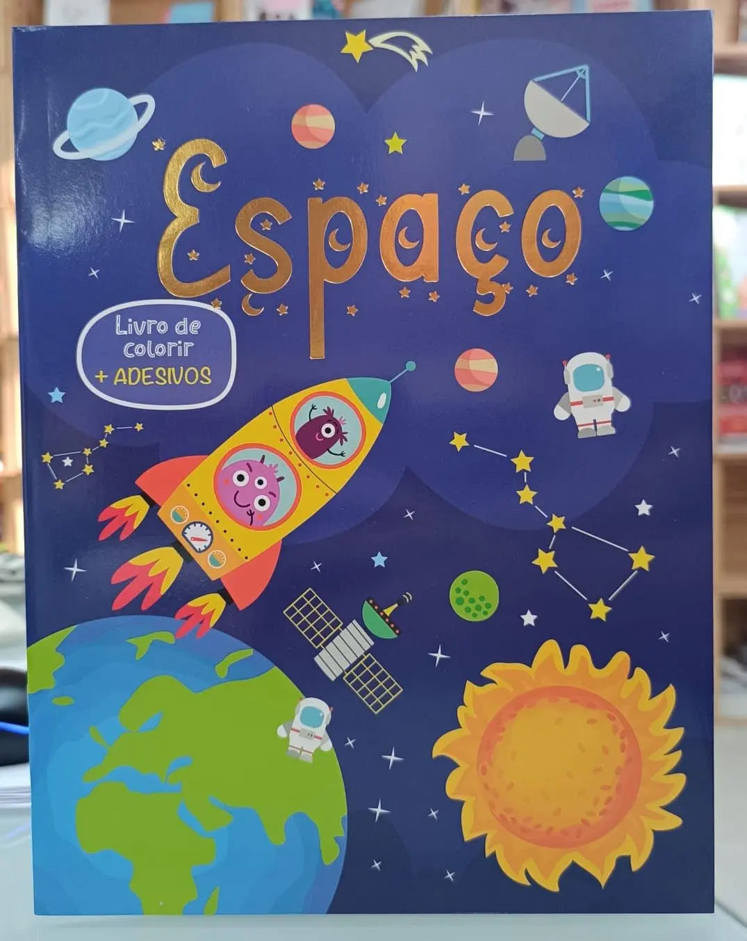 Livro de Colorir com Adesivos - Espaço