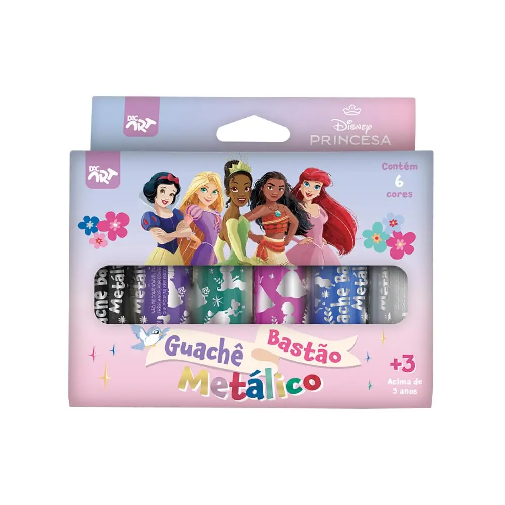 DAC - Guache Bastão Metálica com 6 Cores - Princesas