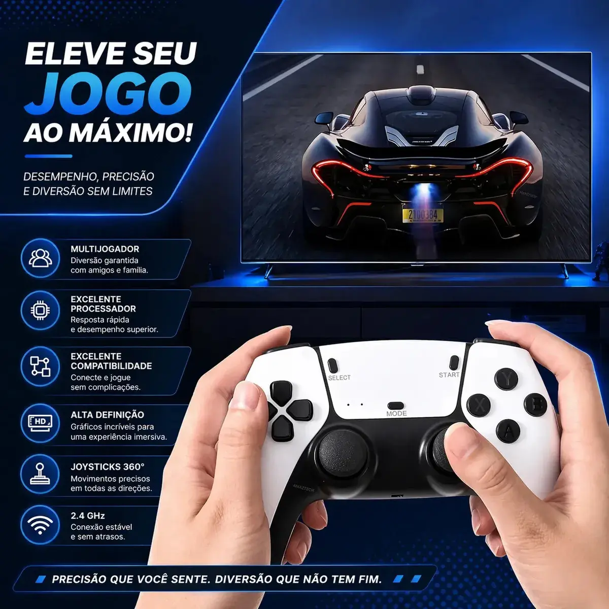 Adaptador Videogame M15 Hdmi 2 Controles Players Branco Bivolt Stick Usb thumbnail 7