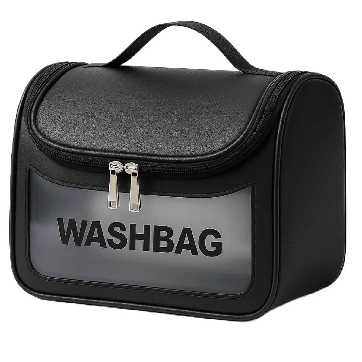 Necessaire Feminina Transparente Viagem Bolsa Ideal para Cosméticos Maquiagem Higiene Pessoal Fechamento com Zíper Fácil Acesso Design Moderno Funcional Impermeável (Preto)
