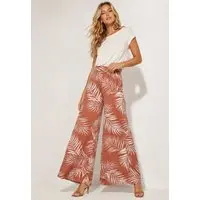 Calça Cabanafree Pantalona Granja Malha Estampa Palmas da Terra - 1