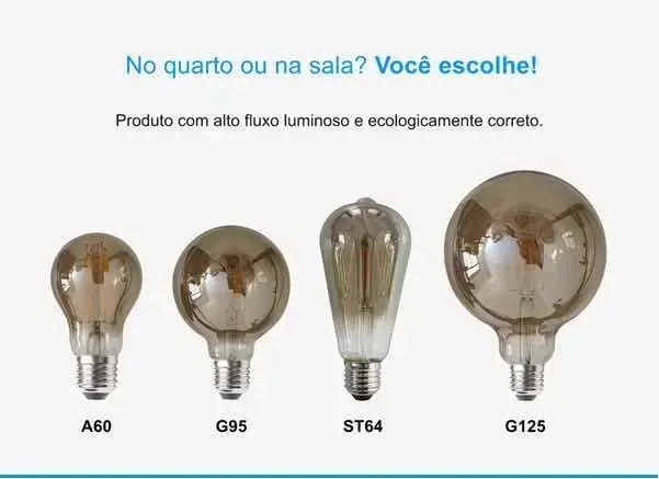 Lâmpada Filamento Led A60 4w 2200k Retro Elgin Cor da luz Branco-quente thumbnail 8