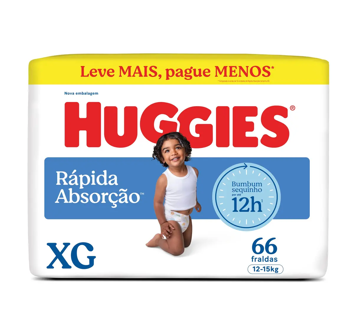 Huggies Rápida Absorção Fralda Descartável, Absorção Em Segundos XG - 66 UN - 1