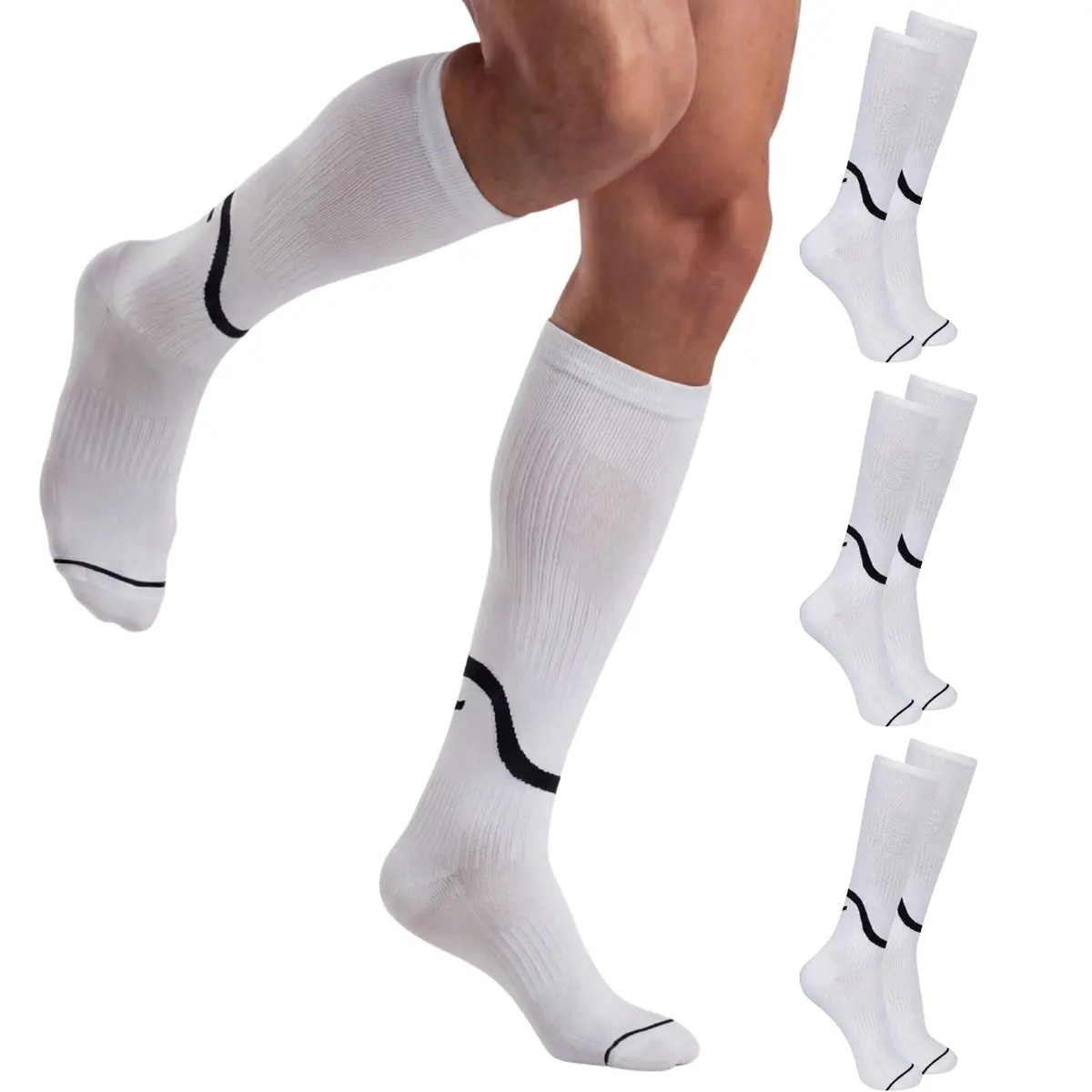 Kit 3 Pares de Meia de Corrida Poliamida Trifil Cano Longo 3/4 Academia Esportiva