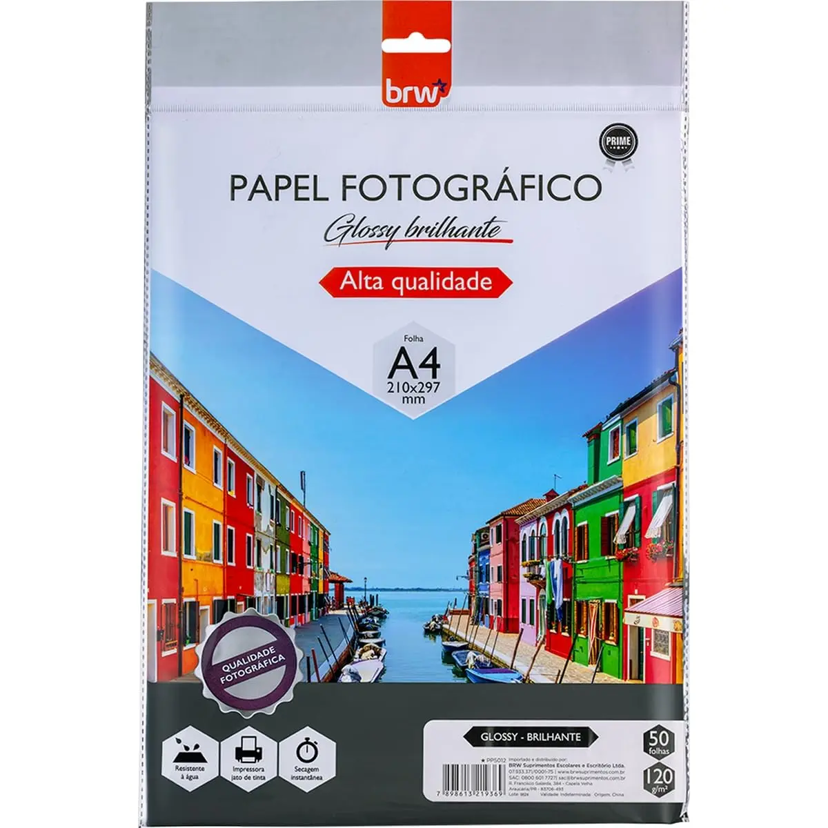 Papel Fotográfico Glossy Brilhante 120g com 50 Folhas, BRW