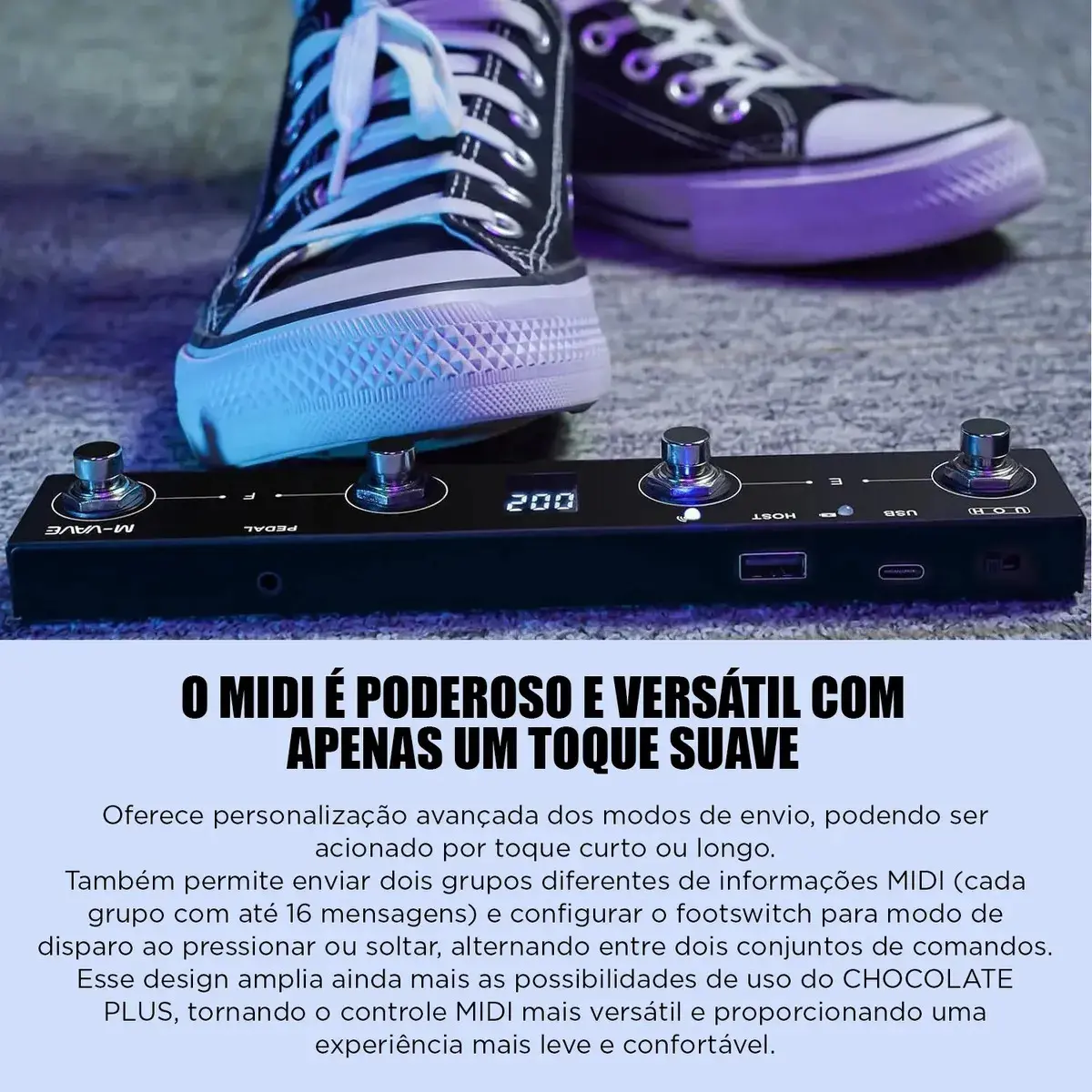 Controlador MIDI Sem Fio M-Vave Chocolate Plus 4 Teclas Bluetooth Preto thumbnail 9