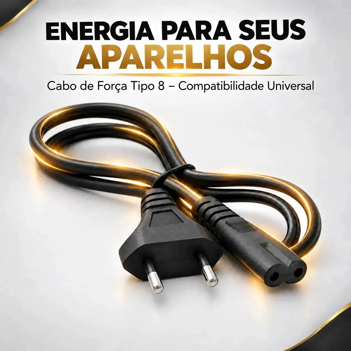 Cabo De Força Tipo 8 IEC C7 Bivolt Bipolar 1,5 metros Padrão Brasileiro Tv Notebook Monitor Videogame Fonte Energia Universal Conexão Segura Eletric Teck thumbnail 5