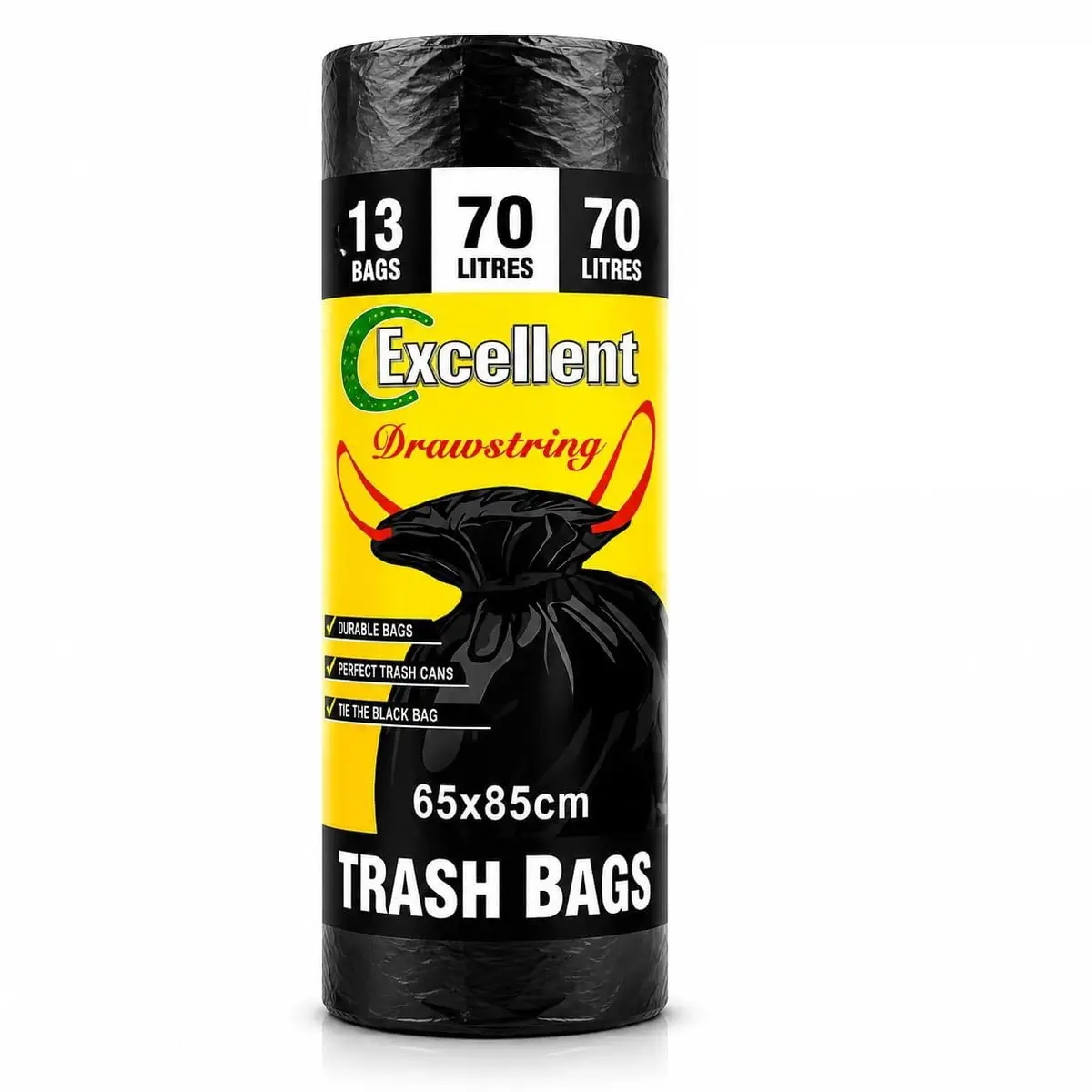 Saco de Lixo Reforçado com Cordão Multiuso 20L 30L 50L 70L 100L 120L 140L (70L - 13 UNIDADES)