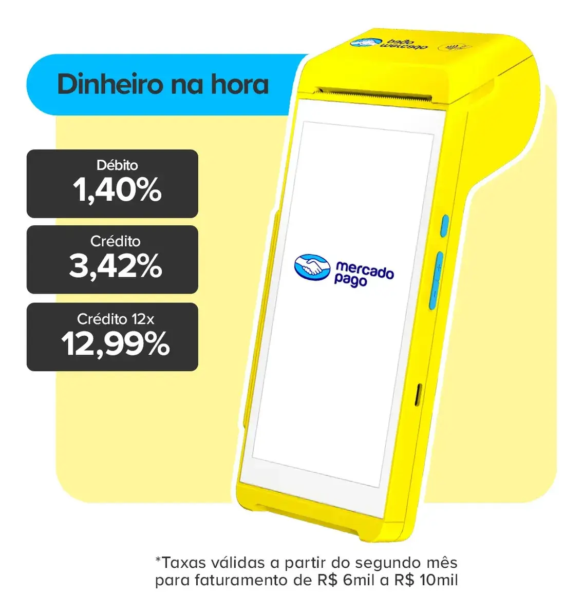 Maquininha De Cartão Smart 2 Mercado Pago Point Amarela Vivo 4g/Wifi/Nfc