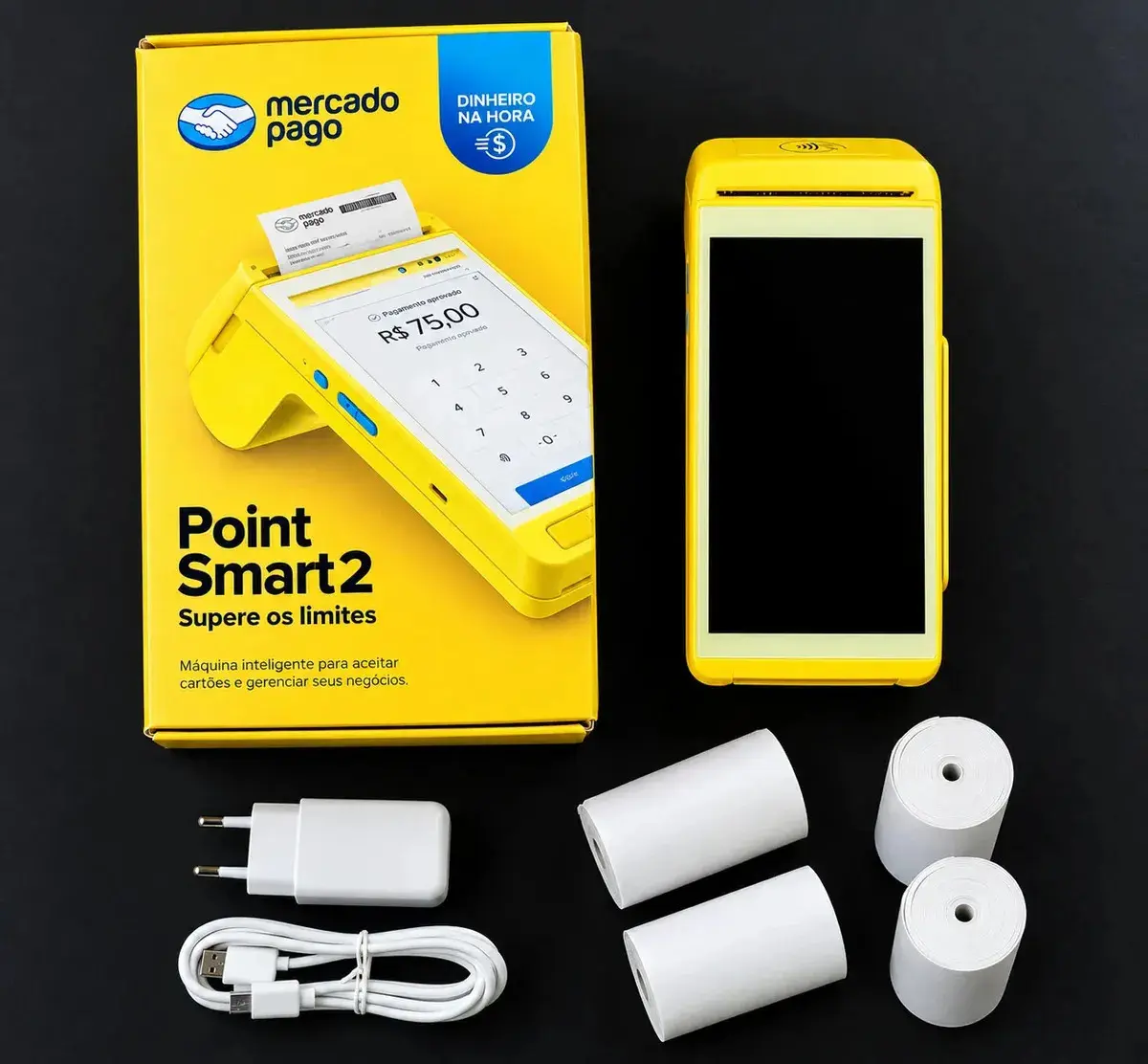 Maquininha De Cartão Smart 2 Mercado Pago Point Amarela Vivo 4g/Wifi/Nfc thumbnail 3