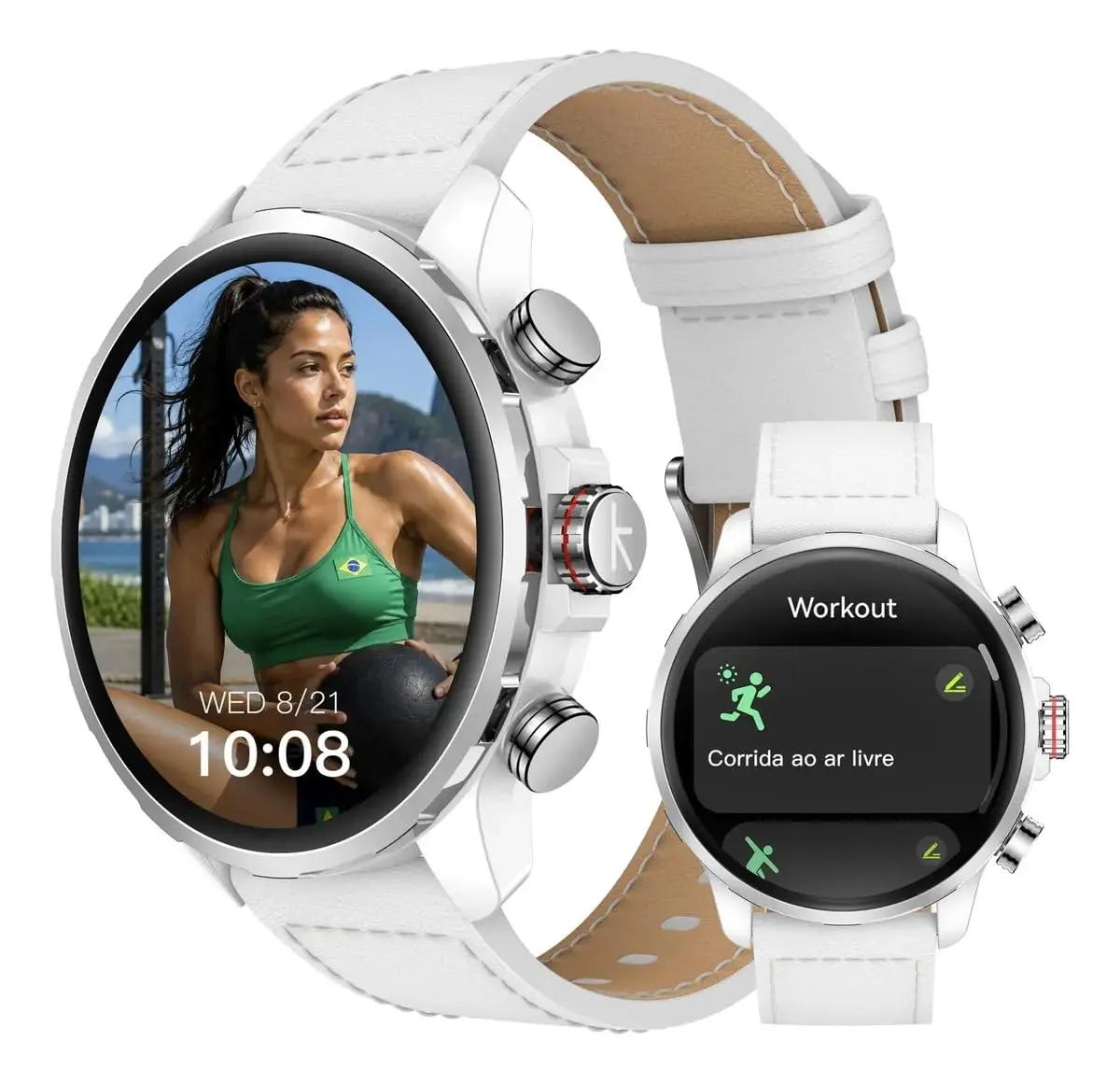 Smartwatch Kr 3, GPS, Tela AMOLED 1,5" 1000 Nits, Bateria 500mAh (13,3 Dias), Chamadas Bluetooth, 178 Modos Esportivos, 5ATM (branco)
