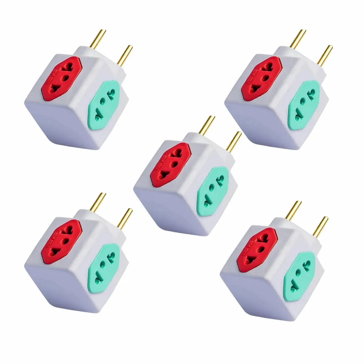 Kit 5 Adaptadores Cubo 3D Elétrico, 4 Entradas, Bivolt, Branco - 1