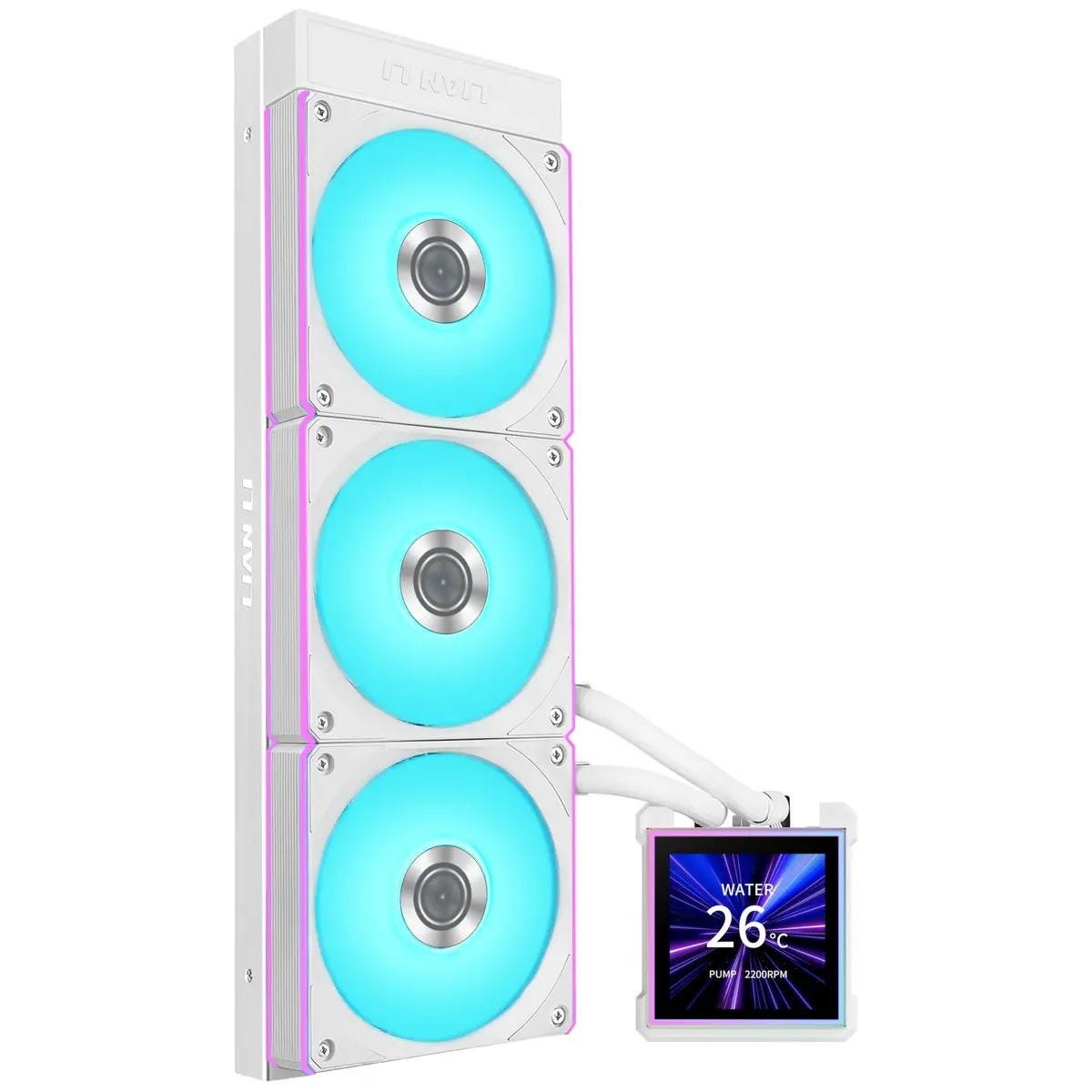 Water Cooler Lian Li Hydroshift II LCD-S 360mm Branco ARGB Tela IPS 3.4" GHS2LCDS36CW