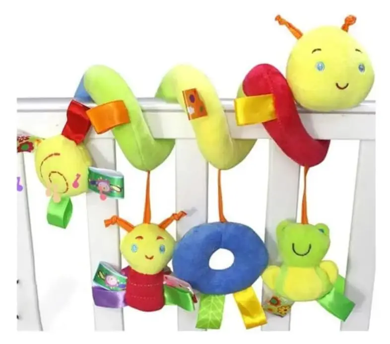 Móbile Espiral Centopeia para Bebê Carrinho Berço Sensorial Colorido