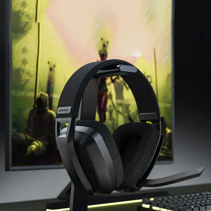 BINNUNE Fone de ouvido para jogos sem fio de 2,4 GHz com microfone para PS5 PS4 PC Mac Playstation Bluetooth Gaming Headset com microfone