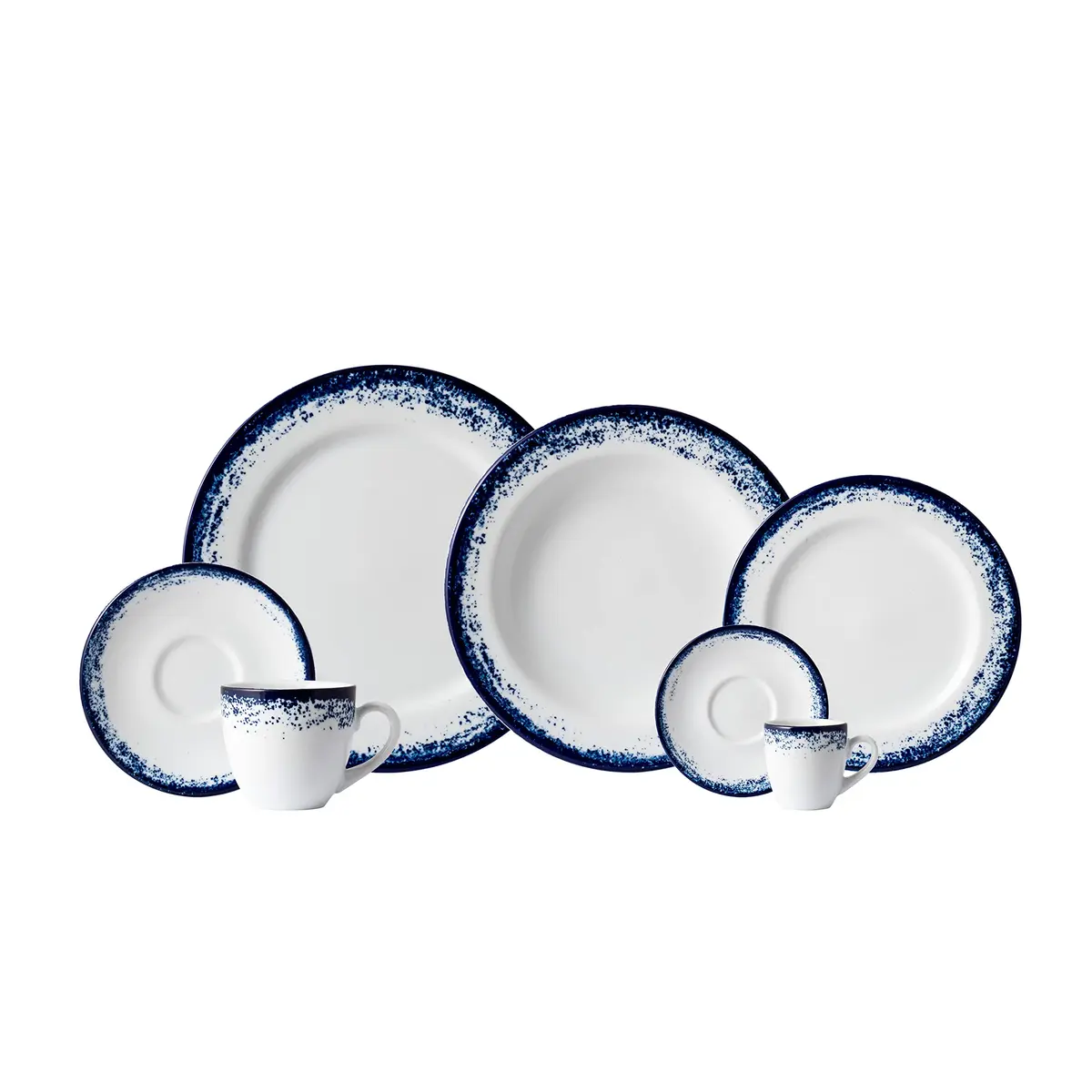 Serviço de Jantar, Chá e Café 42 Peças em Porcelana, Decoração Névoa Azul, Porcelana Schmidt