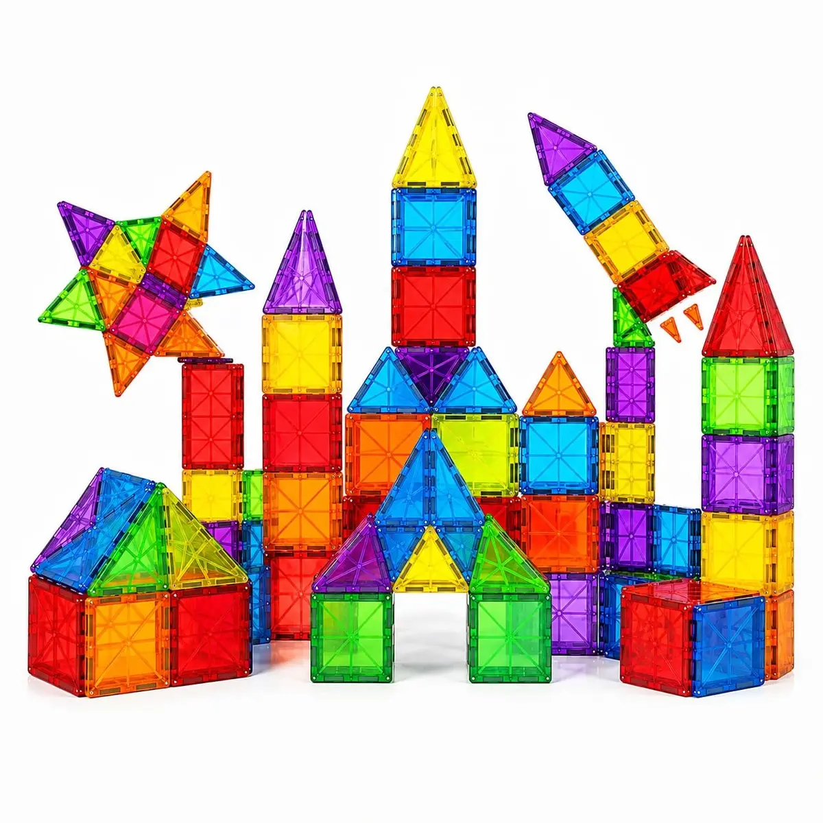 Mini Blocos Magnéticos Infantil de Montar 56 Peças Brinquedo Educativo STEM | Jogo pedagógico de construção 2D e 3D para coordenação motora, raciocínio lógico, criatividade e aprendizado STEM. - 1