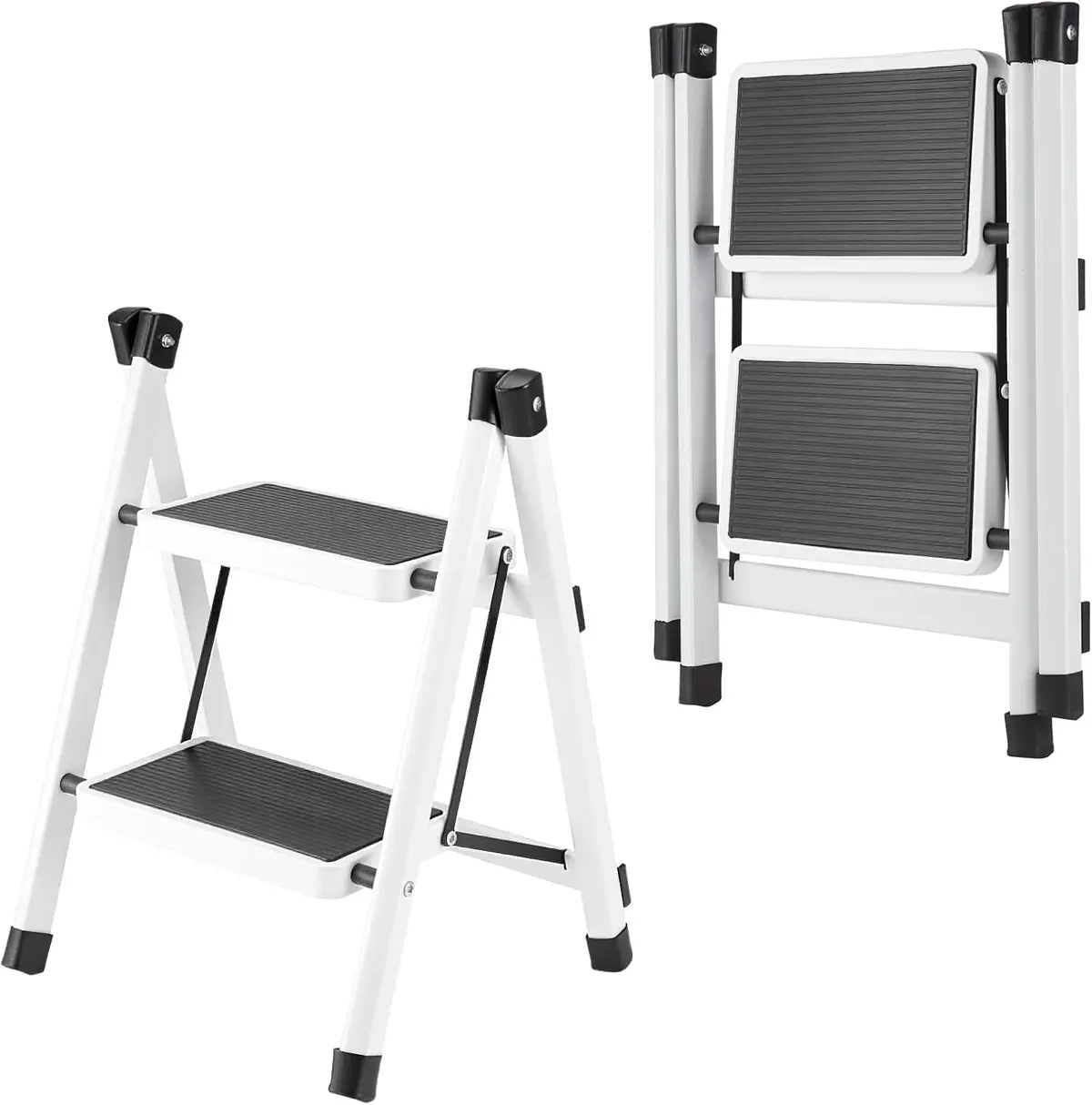Escada 2 Degraus, Escada Banqueta de Alumínio, com Pedal Antiderrapante | Banco Escada Pequena, Capacidade de 150 Kg, Portátil, para Casa, Cozinha, Sala de Leitura - 1