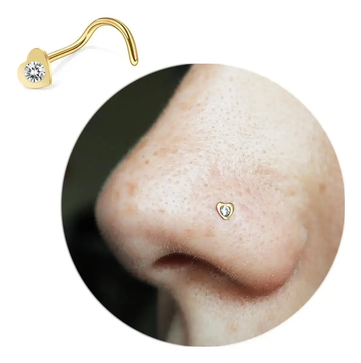 Piercing Nostril Nariz Eu Curto Acessórios Folheado Dourado Zircônia