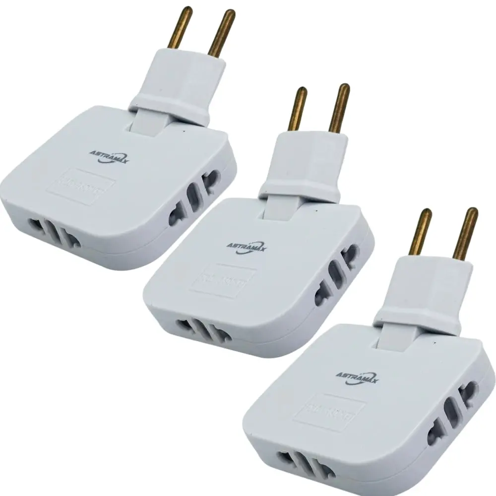 Adaptador de Tomada Benjamin em T Articulado 3 Saídas 10A 250V Flexível (3)
