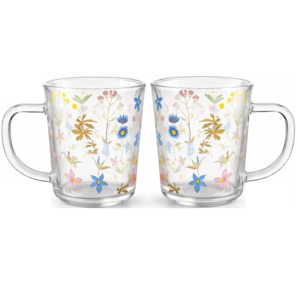 Kit 2 Canecas Café Chá Capuccino De Vidro Decoração Florescer 220Ml Premium