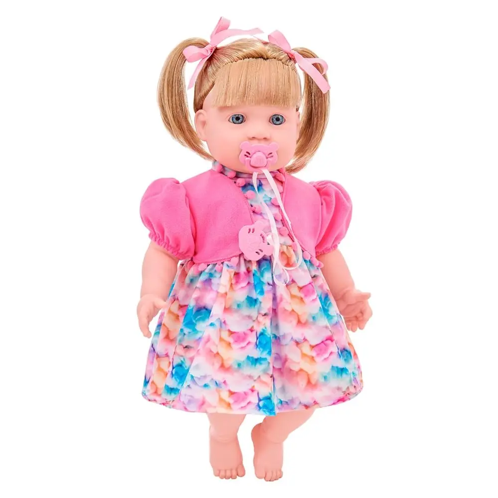 Boneca Larissa Fala 74 Frases 50cm Chupeta Brinquedo Menina