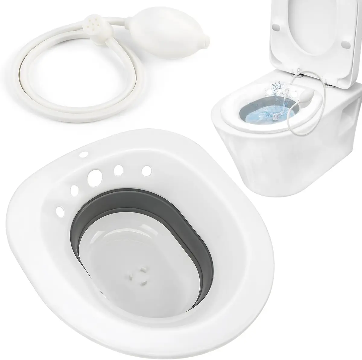 Bacia Bidê Portátil para Banho de Assento, Bacia Feminina Dobrável, Assento no Vaso Sanitário, Banheira para Assento de Vaso Sanitário, Bacia Banho de Assento Adulto