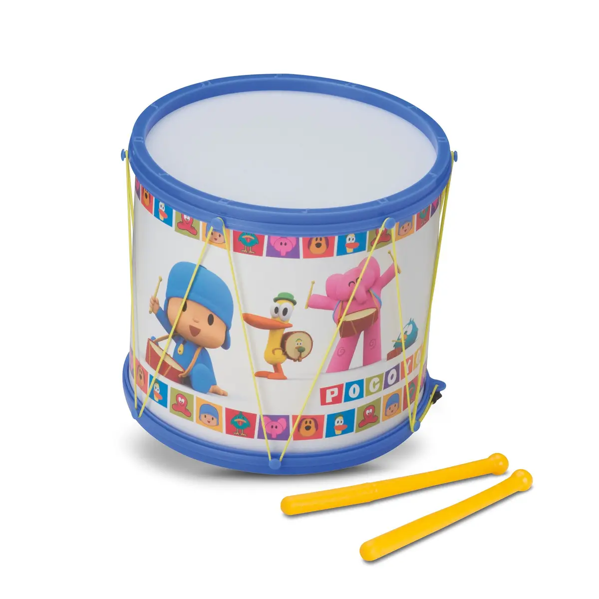 Tambor do Pocoyo Cardoso Azul | Plástico 17,5 cm - 1 tambor e 2 baquetas - Brinquedo Infantil - a partir de 3 anos