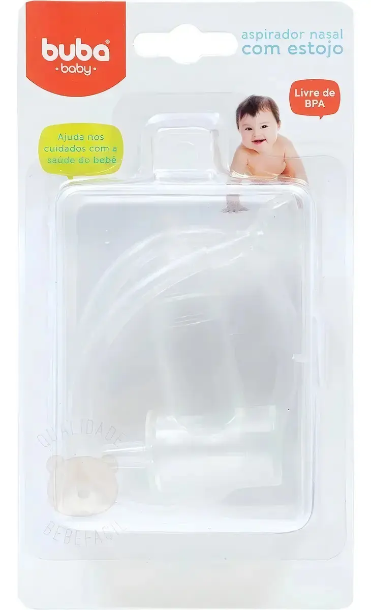 Aspirador Nasal Buba De Silicone Com Estojo (0m+) Bpa Free Cor Branco