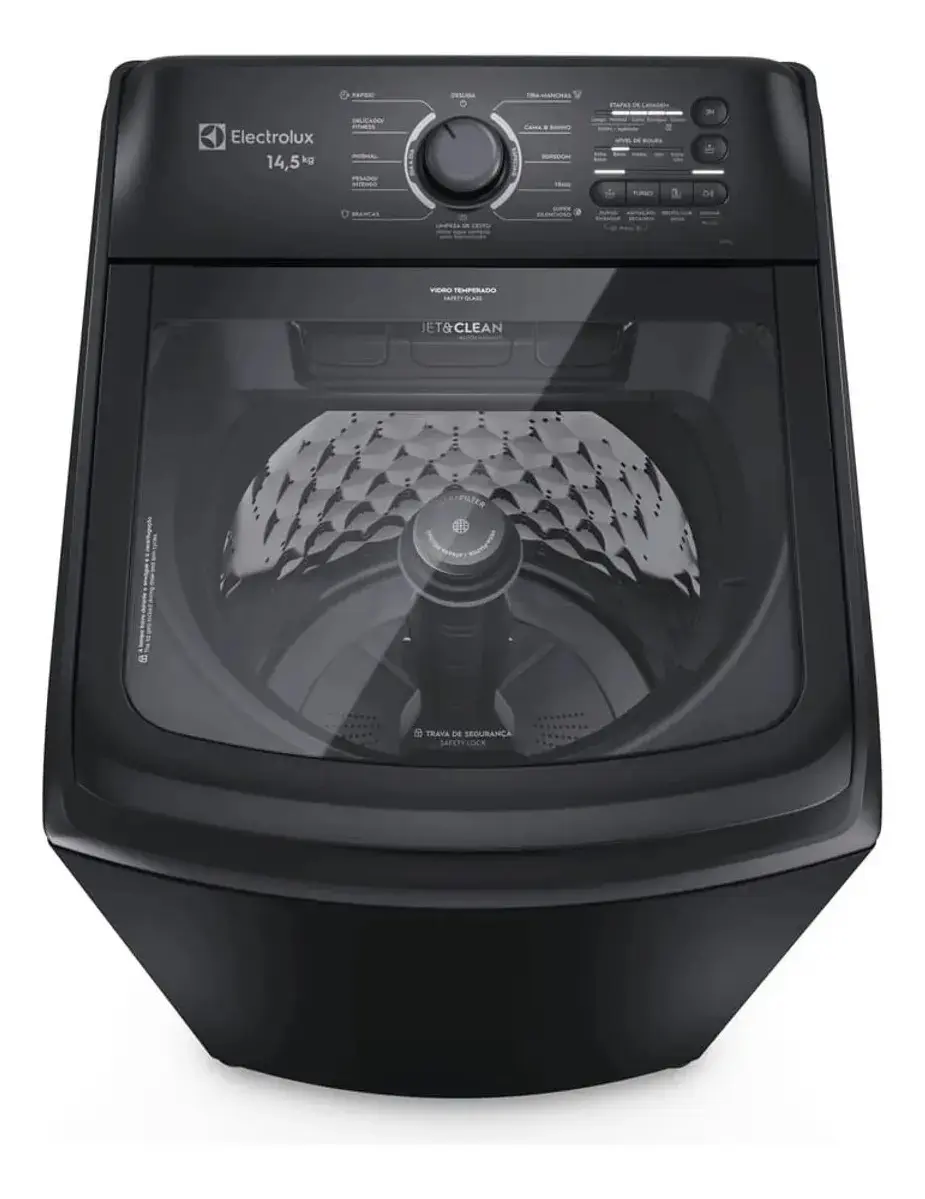Máquina De Lavar Electrolux 14,5kg Cesto Inox Lep15 Preto