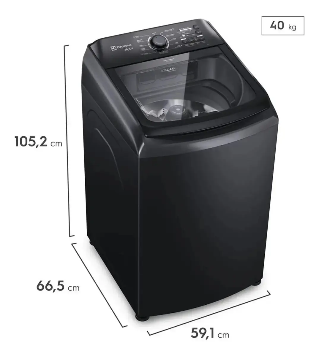 Máquina De Lavar Electrolux 14,5kg Cesto Inox Lep15 Preto thumbnail 3