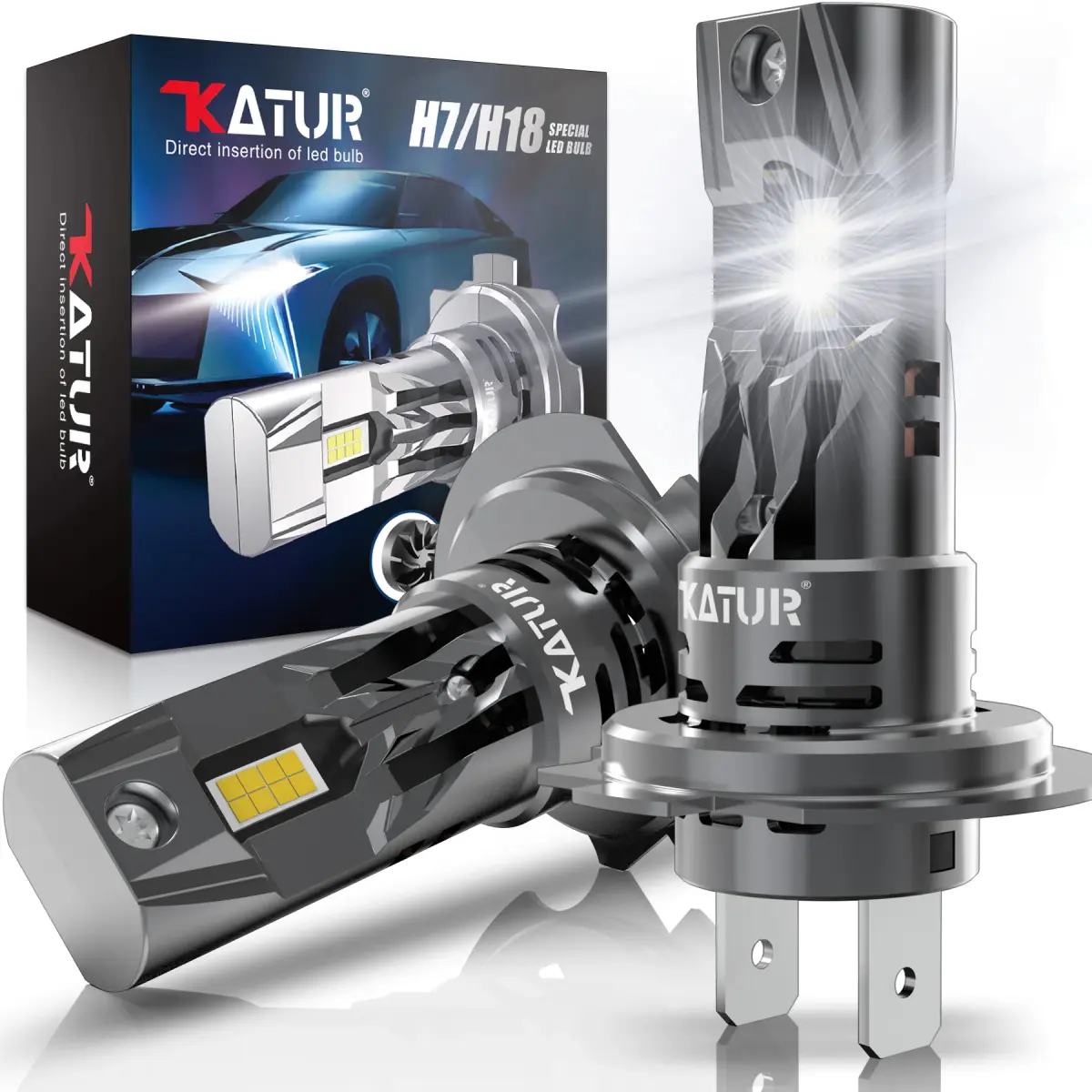 Katur 2x h7 lâmpada led 22000lm 120w 1:1 mini tamanho lâmpada de cabeça sem fio super brilhante 6000k branco h7 farol luz nevoeiro drl