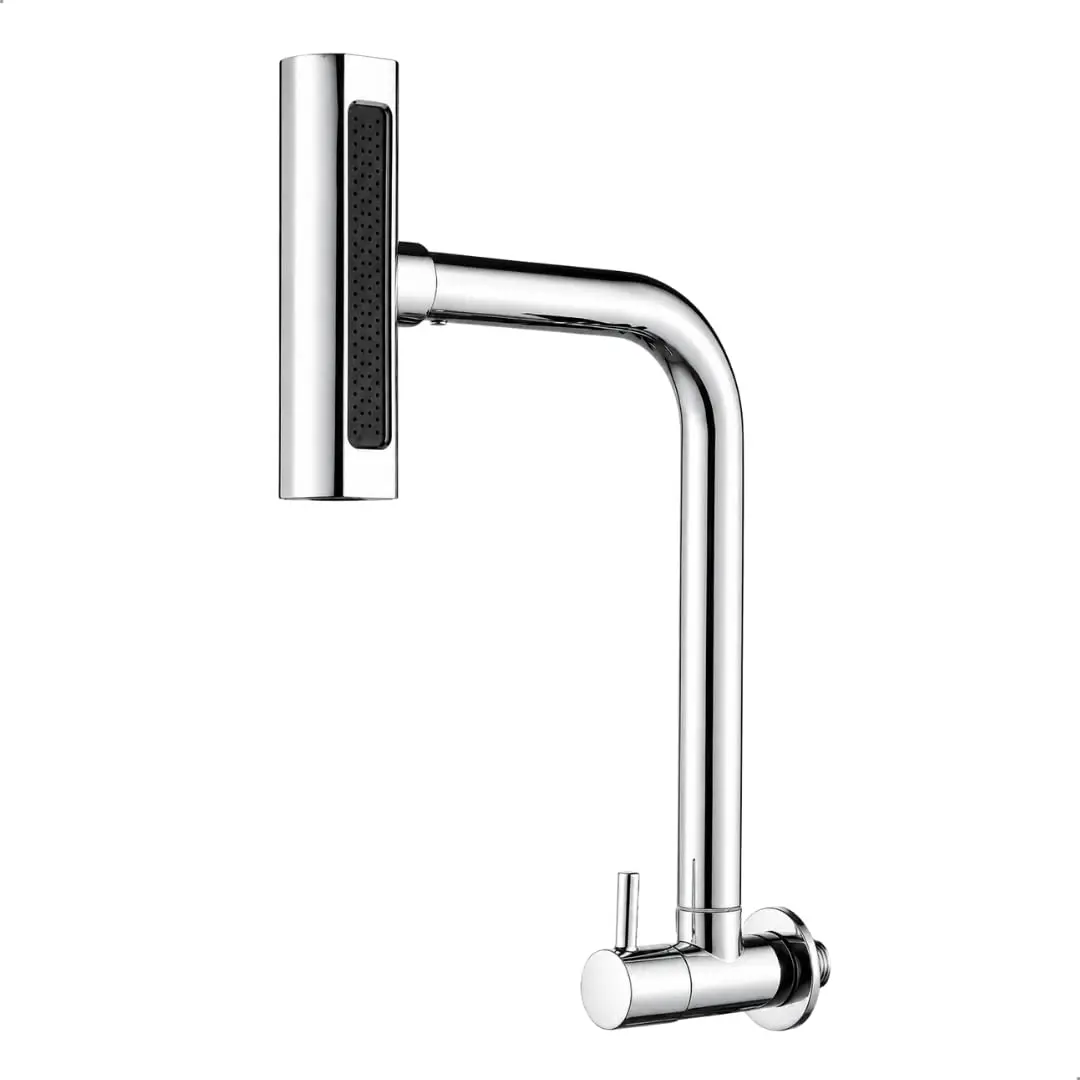 Torneira Parede Inox Cozinha 4 Jatos Gourmet Cromada SOFTINOX Torneira Pia Parede Cozinha Cuba Gourmet Jato Cascata Chuveirinho Concentrado e Spray Metal Giratória 360°