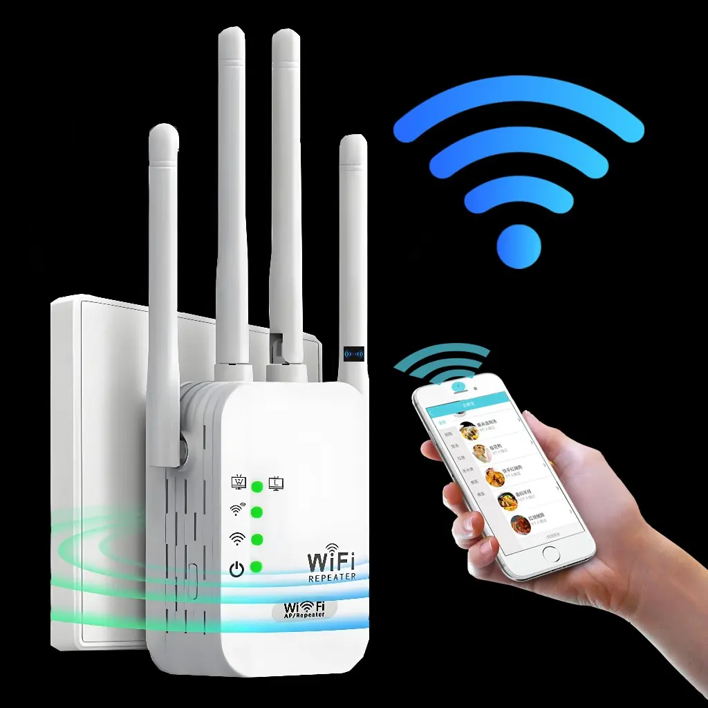 Amplificador de sinal Wi-Fi repetidor e roteador sem fio rede sem fio através da parede Dupla pressão/2.4G - G8 - 1