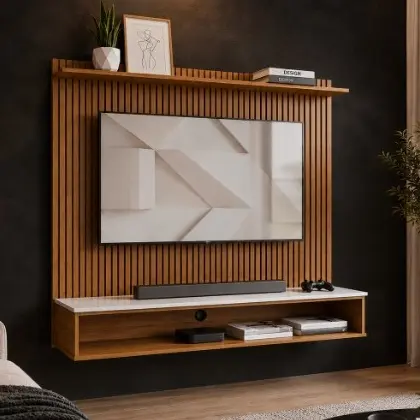 Painel TV 50 Polegadas Siena Ripado Moderno Suspenso Premium - Várias Cores - 1