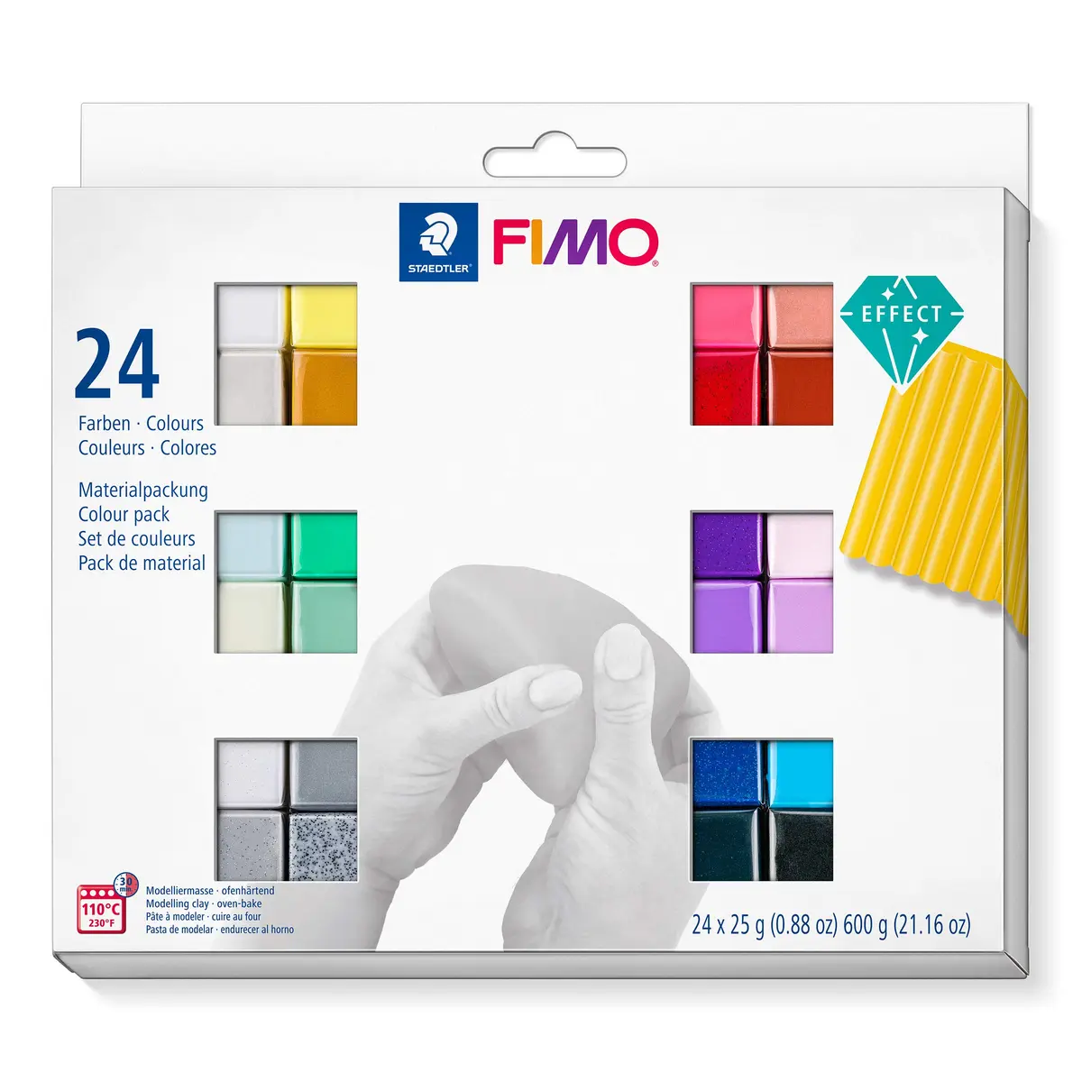 STAEDTLER Argila de Polímero FIMO Effects - Argila de Forno Para Joias, Esculpir - 24 Unidades Em Cores Variadas 8013 C24-1