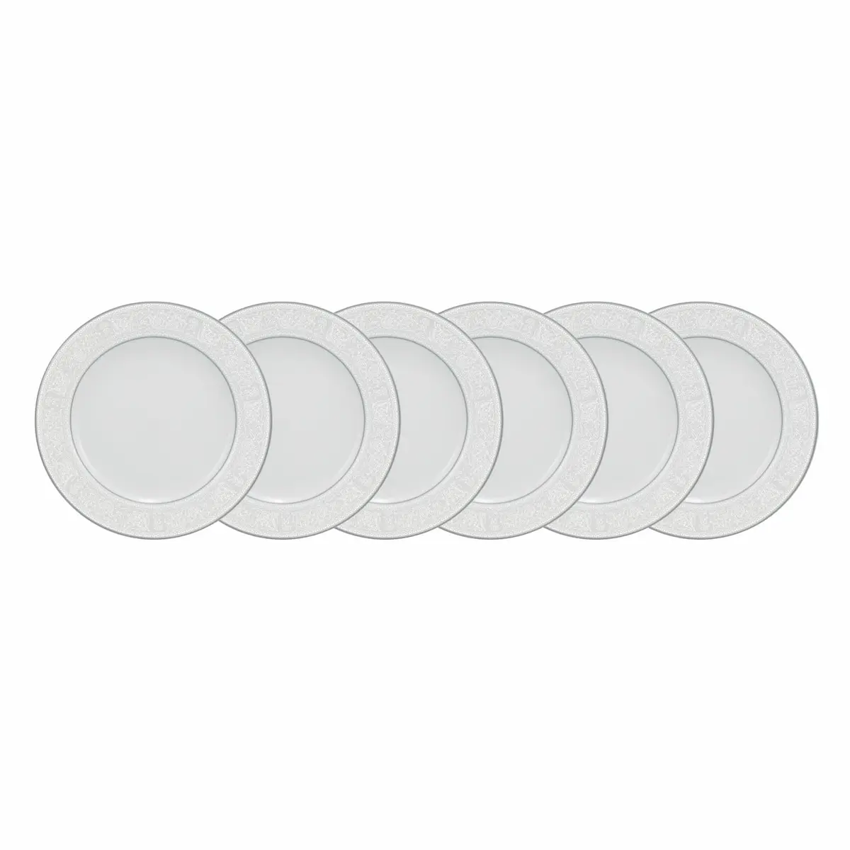 Estojo com 6 Pratos Sobremesa. Modelo Redondo Itamaraty. Decoração Martha. Fabricado pela Porcelana Schmidt. - 1