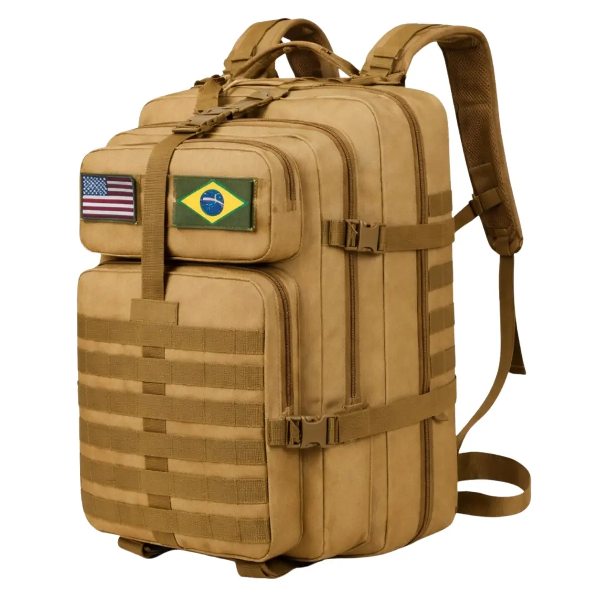 Mochila Militar Tática Masculina 50L Grande Resistente à Água Sistema Molle | Grande capacidade para uso diário ou viagens.Várias repartições, bolsos, fivelas, alças ajustáveis e patchs. Super resistente