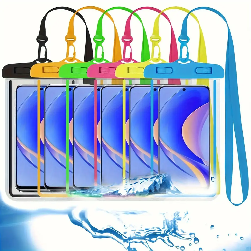 2/5/10 Pcs Capa Celular Bolsa Case A Prova D'água Transparente Cor Universal Praia Piscina Viajar Promoção - 1